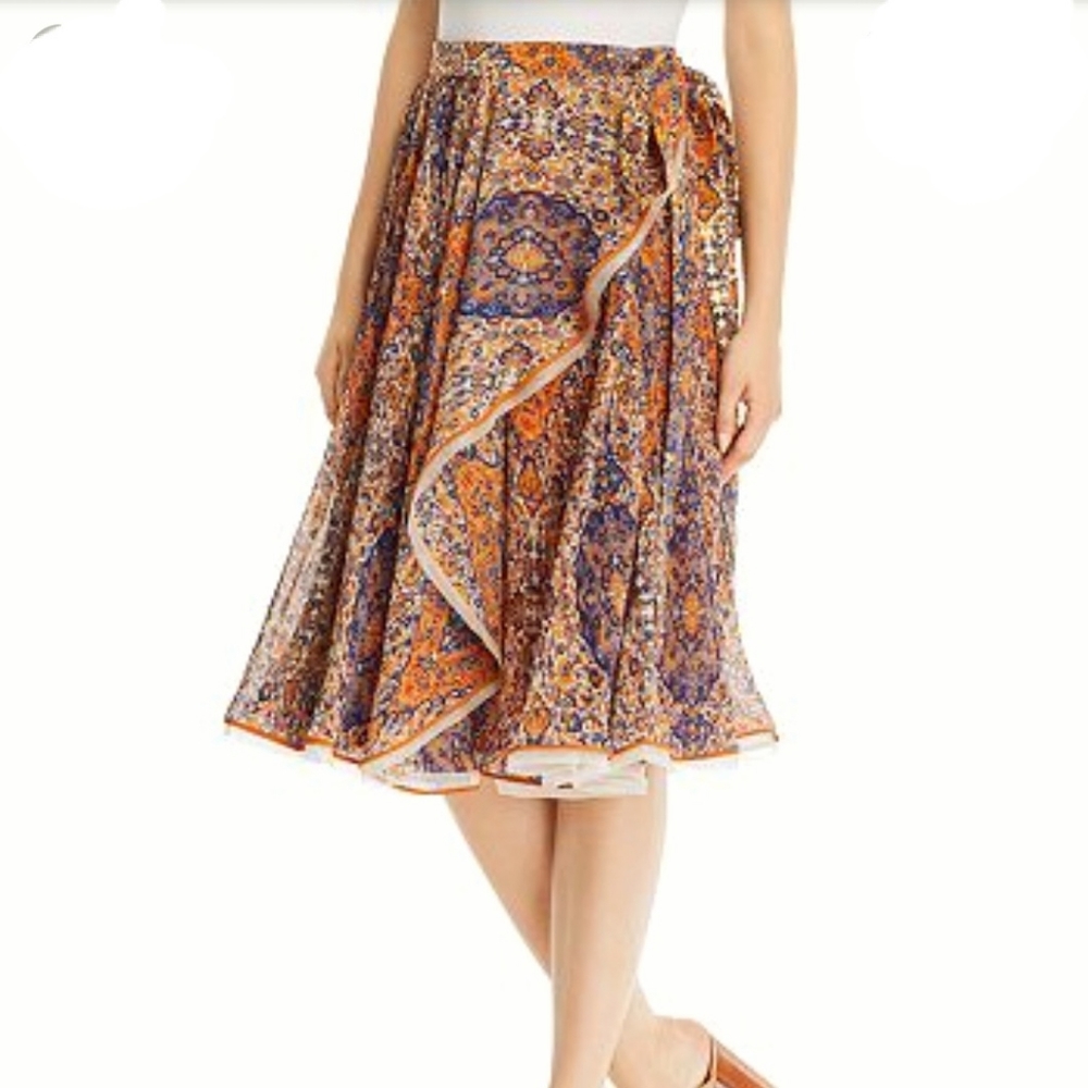 Tory Burch Quincy wrap skirt in orange soiree